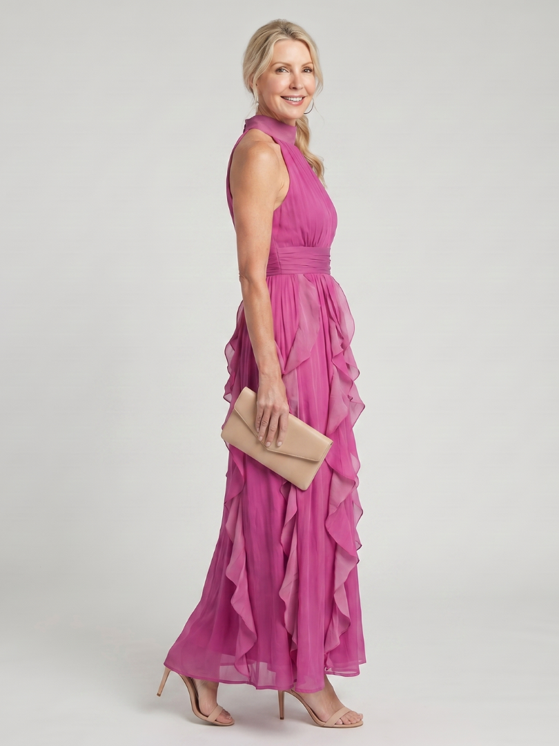 Orea | High Neck Maxi Dress with Ruffled Layers