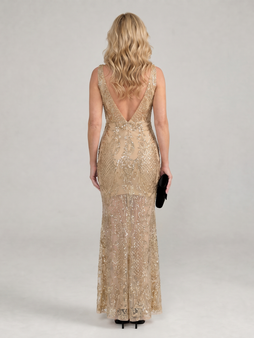 Sirea | Sleeveless Transparent Midi Dress with Sequin Detail