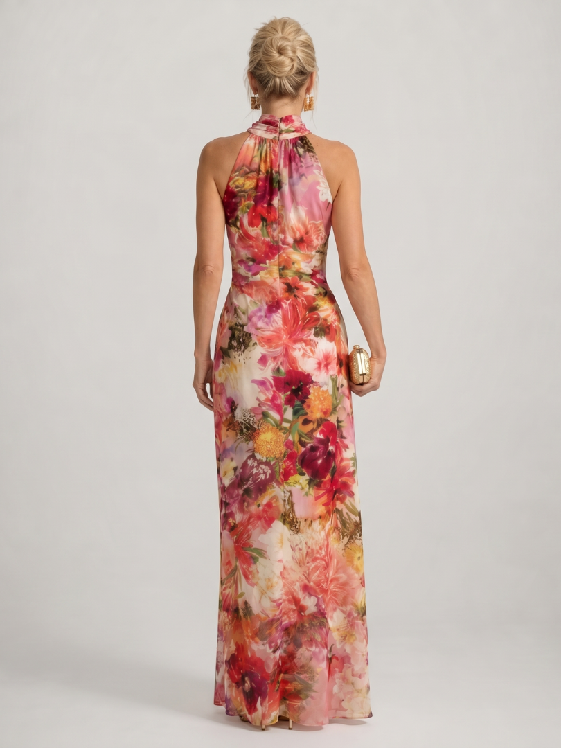 Elisabetta | Floral Maxi Dress with Halterneck Design