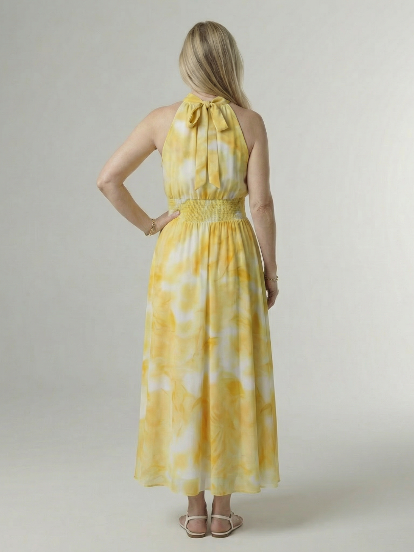 Sylin | Halter Neck Gathered Midi Dress