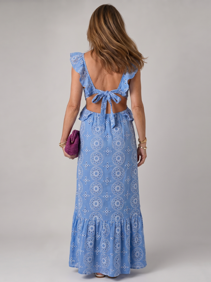 Celeste™ | Sleeveless Ruffle Lace Maxi Dress