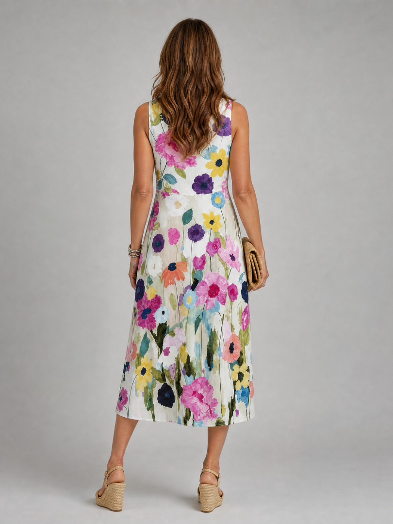Amelia™ | Floral Sleeveless Midi Dress