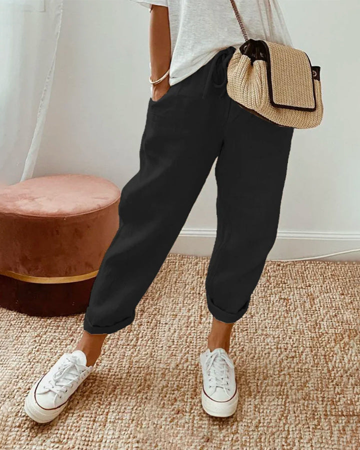 Lucie™ - Cotton-Linen Blend Fluid Pants