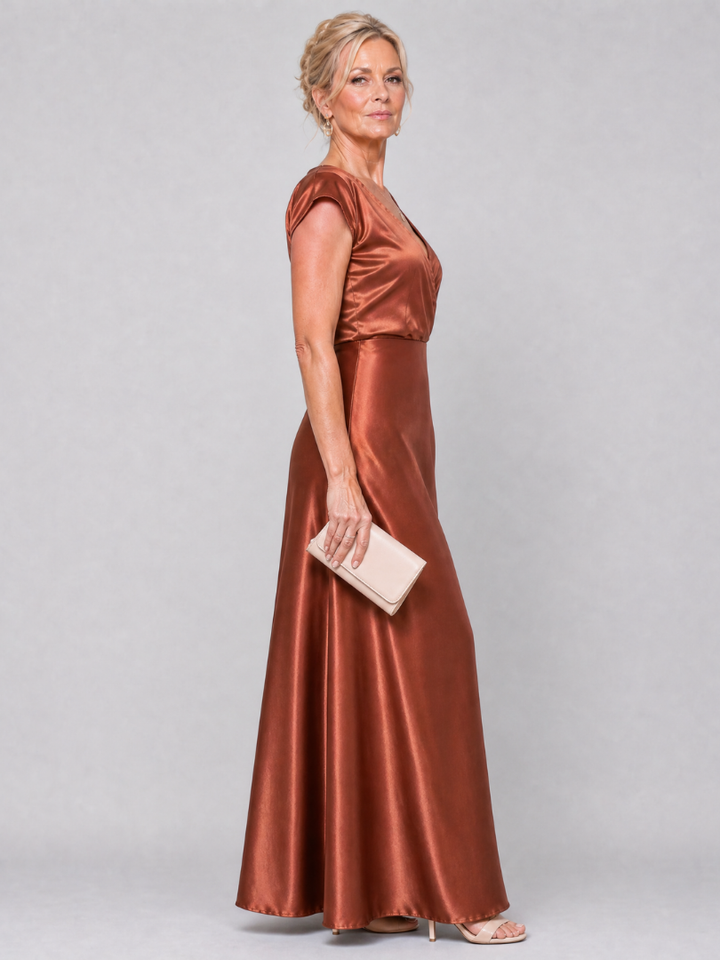 Samouse | Short Sleeve Maxi Dress with Wrap Top