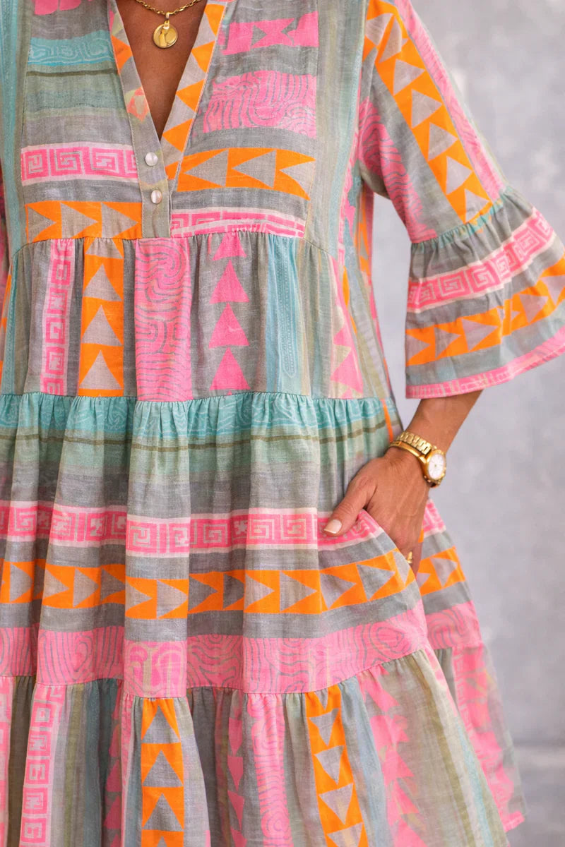 NOVA | Breezy Midi Dress in Vibrant Colors for Weekend Relaxation