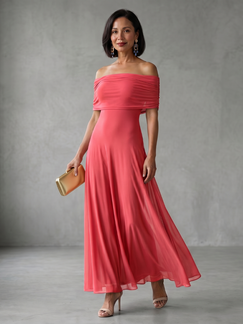 Aurora™ | Off-Shoulder Draped Maxi Dress
