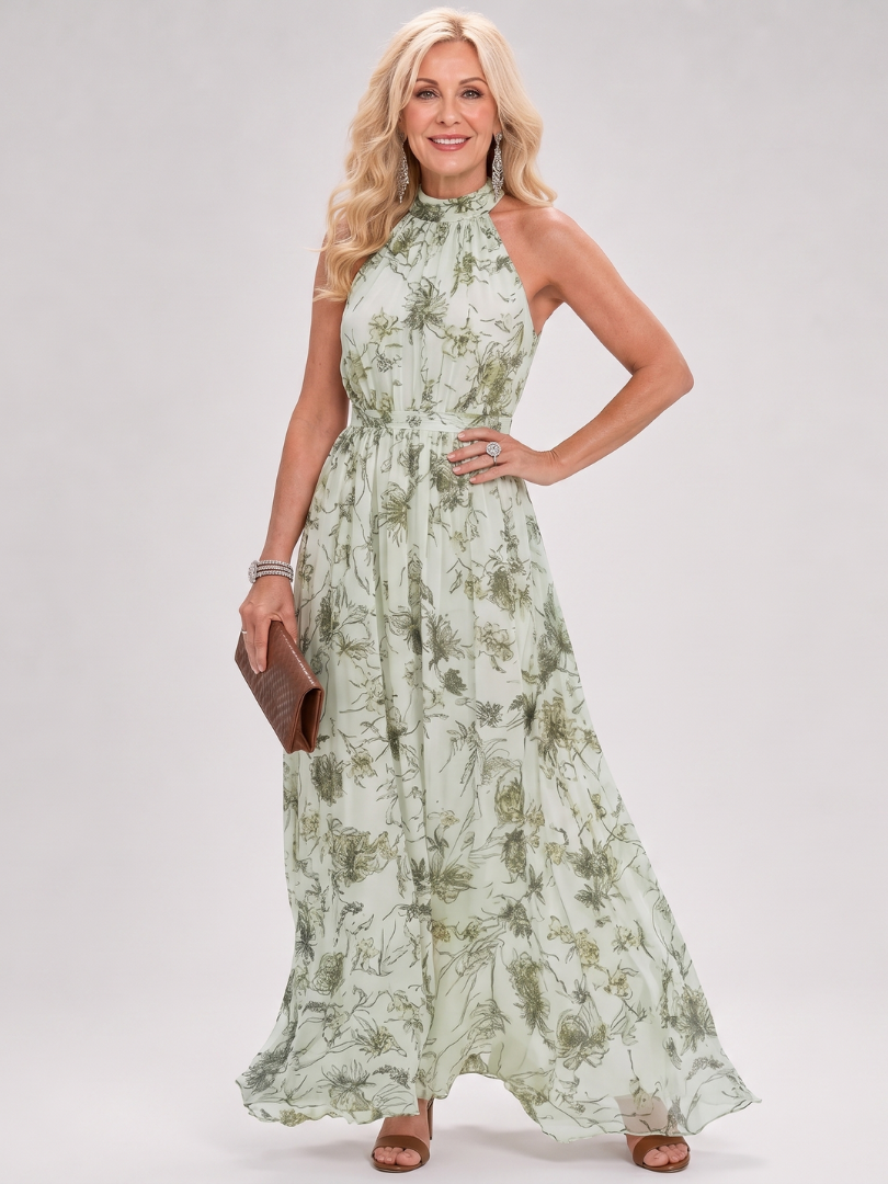Guinevere | Elegant Floral Midi Dress with Flowing Design