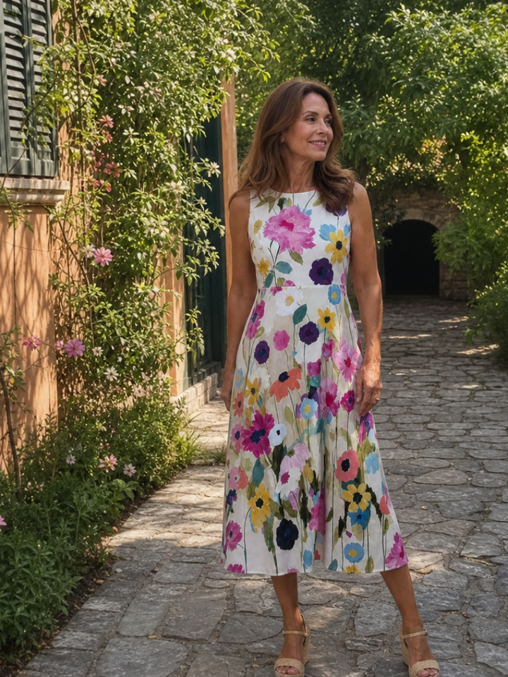 Amelia™ | Floral Sleeveless Midi Dress