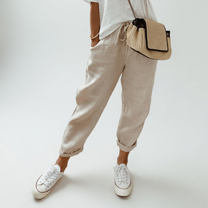 Lucie™ - Cotton-Linen Blend Fluid Pants