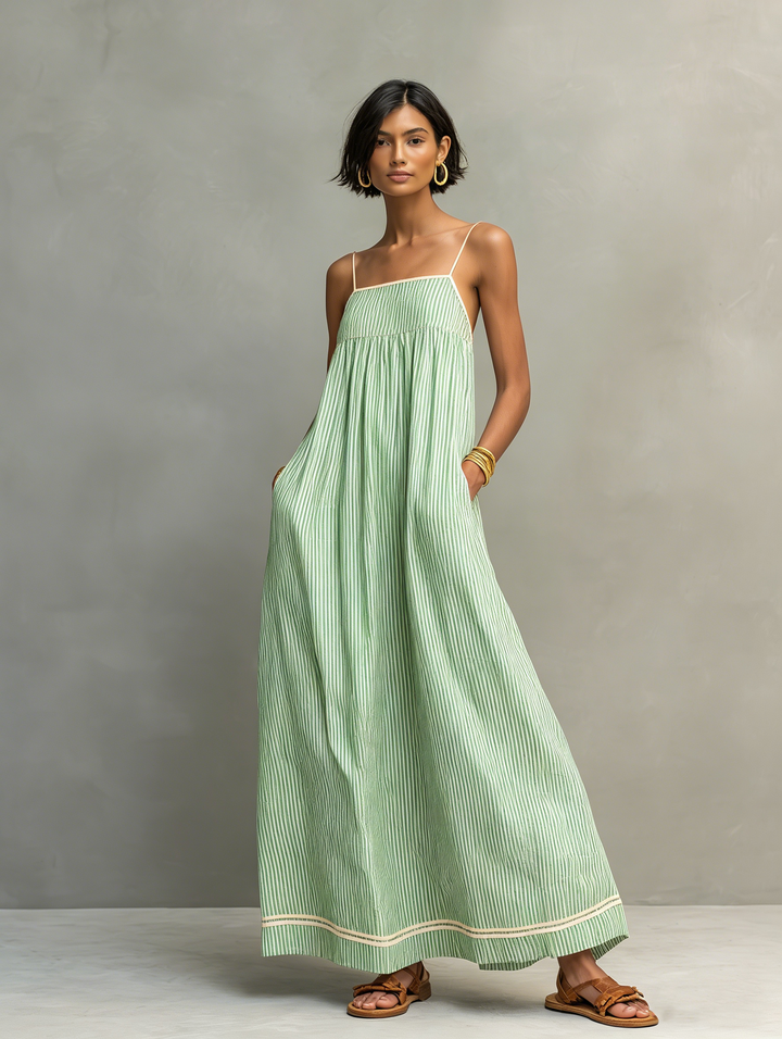 Elena - Striped Summer Maxi Dress