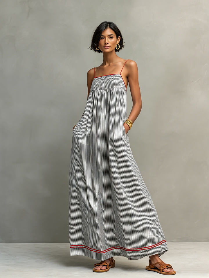 Elena - Striped Summer Maxi Dress