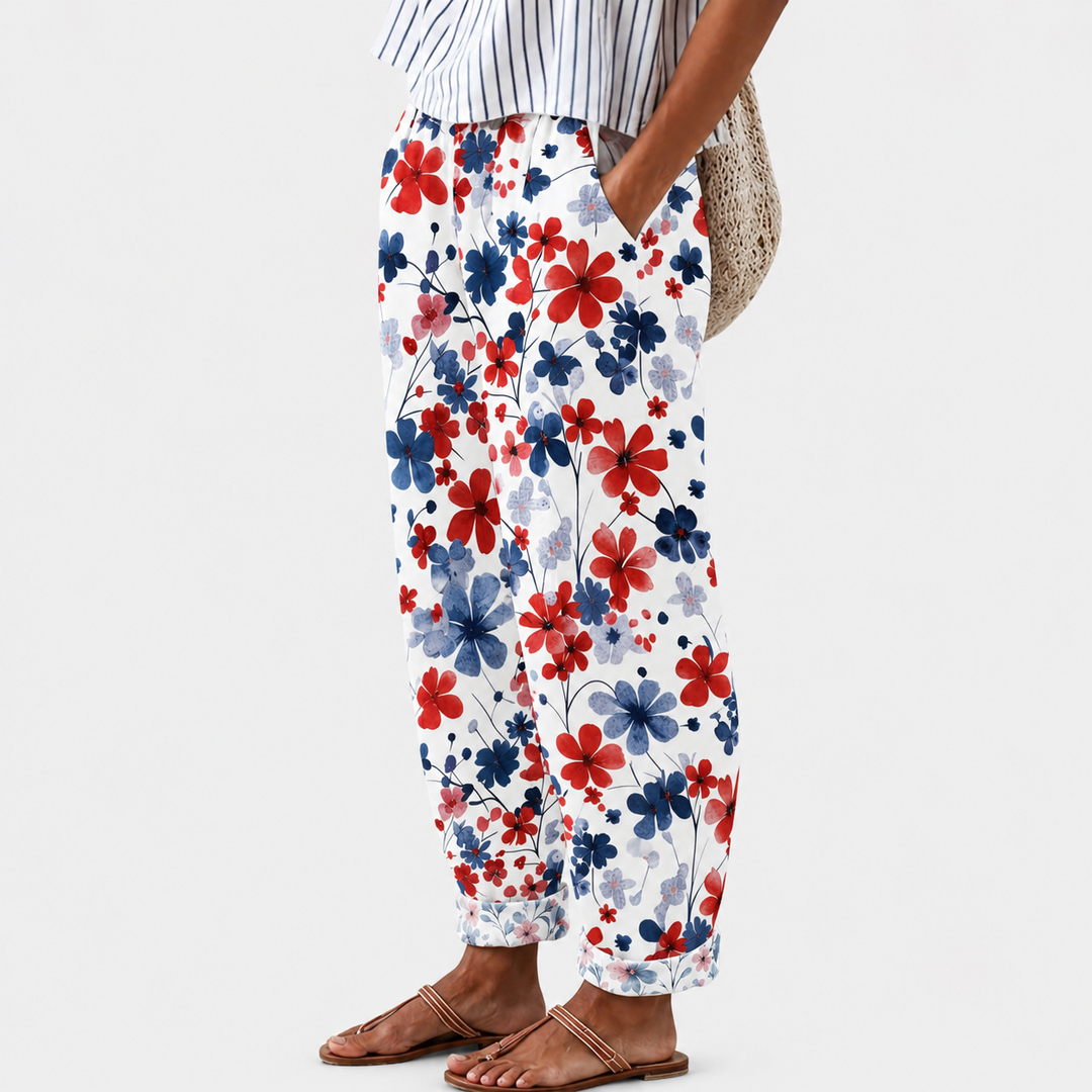 Easygoing Coastal Floral Trousers