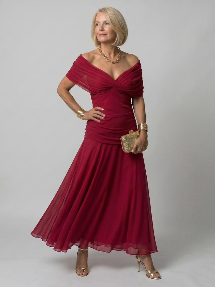 Calen | Off-Shoulder Midi Dress" can be rewritten as "Calen | Off-Shoulder Midi Style Dress.