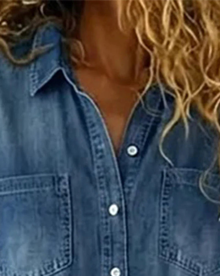 Isabela - Denim Jumpsuit with Front Button Closure