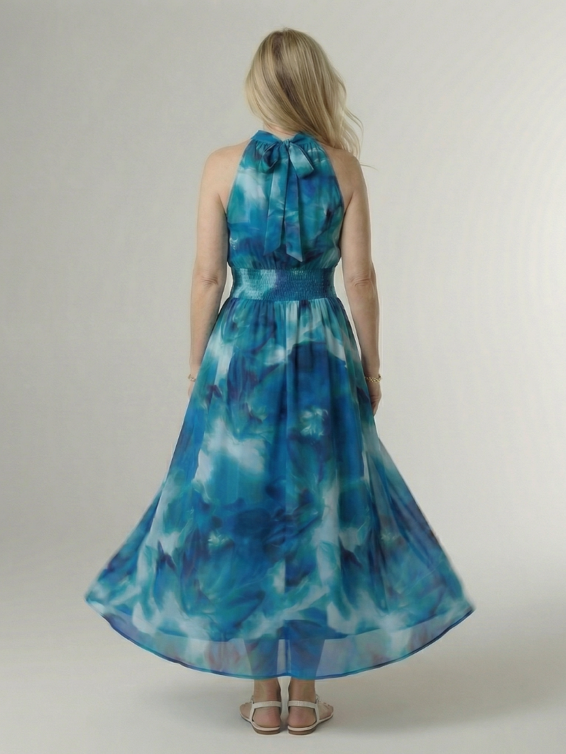 Sylin | Halter Neck Gathered Midi Dress