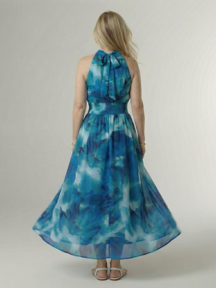 Sylin | Halter Neck Gathered Midi Dress