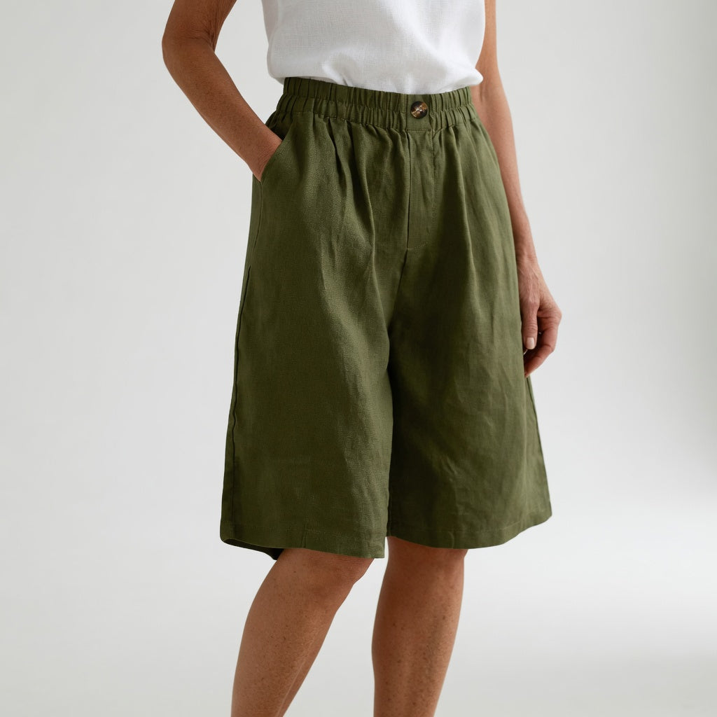 Wandeline™ — Relaxed Fit Natural Elastic Waist Wide Shorts for Summer Comfort