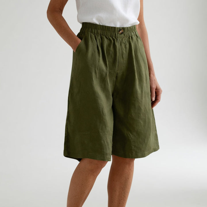 Wandeline™ — Relaxed Fit Natural Elastic Waist Wide Shorts for Summer Comfort