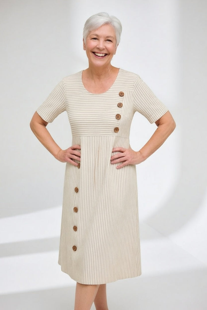Linéora™ — Breezy Striped Dress with a Touch of Summer Elegance