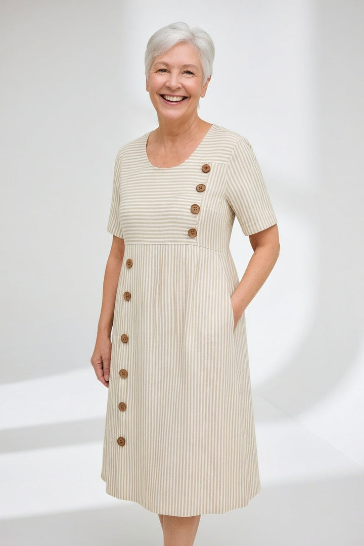 Linéora™ — Breezy Striped Dress with a Touch of Summer Elegance
