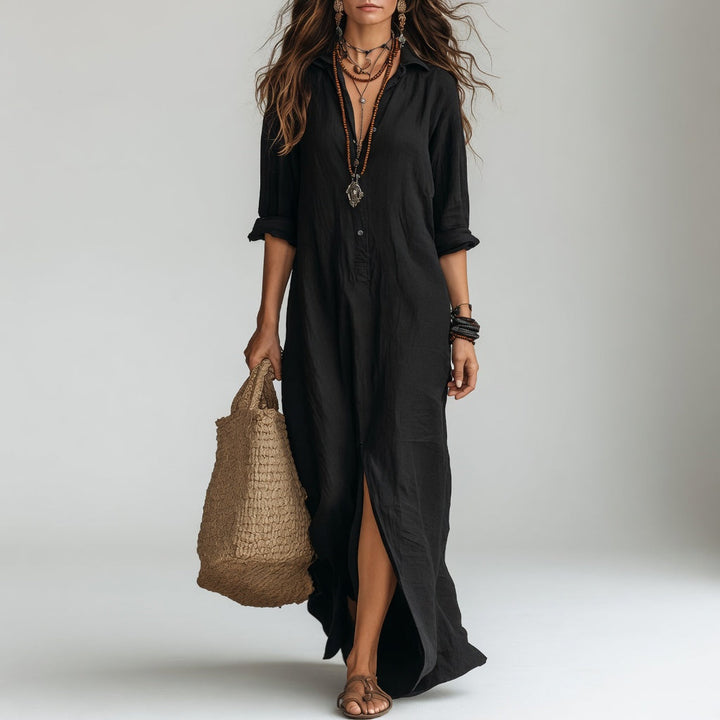 Violaine™ - Elegant Long Bohemian Shirt Dress
