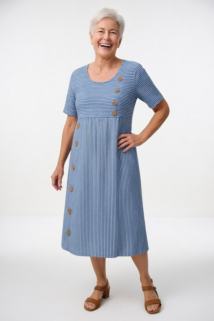 Linéora™ — Breezy Striped Dress with a Touch of Summer Elegance