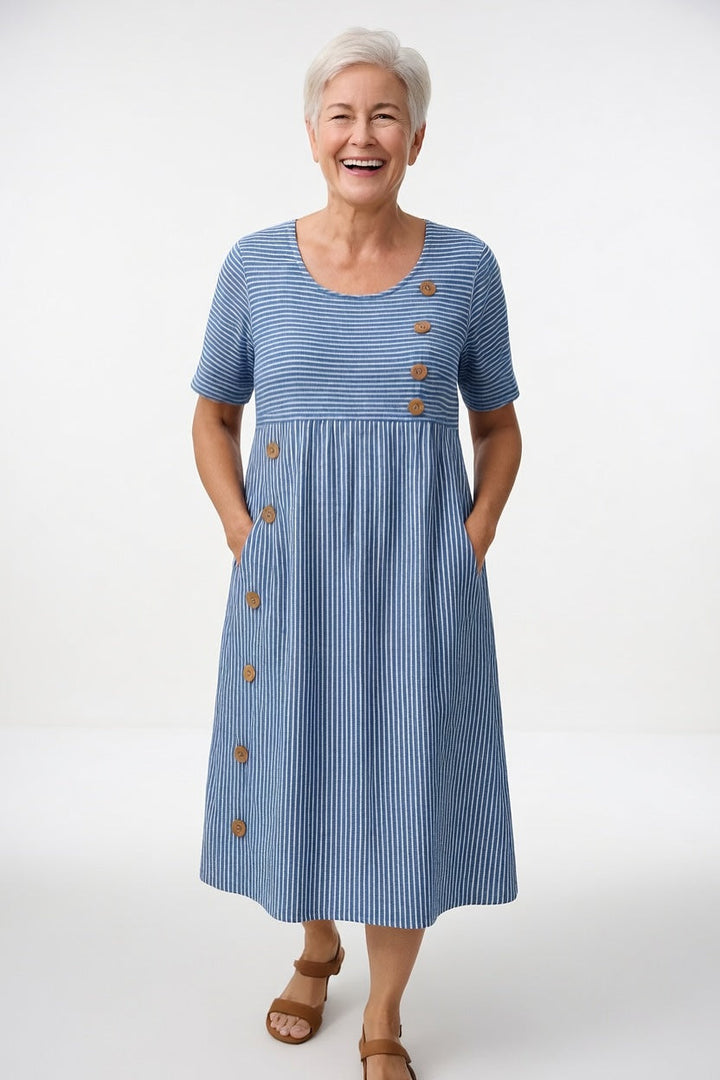 Linéora™ — Breezy Striped Dress with a Touch of Summer Elegance