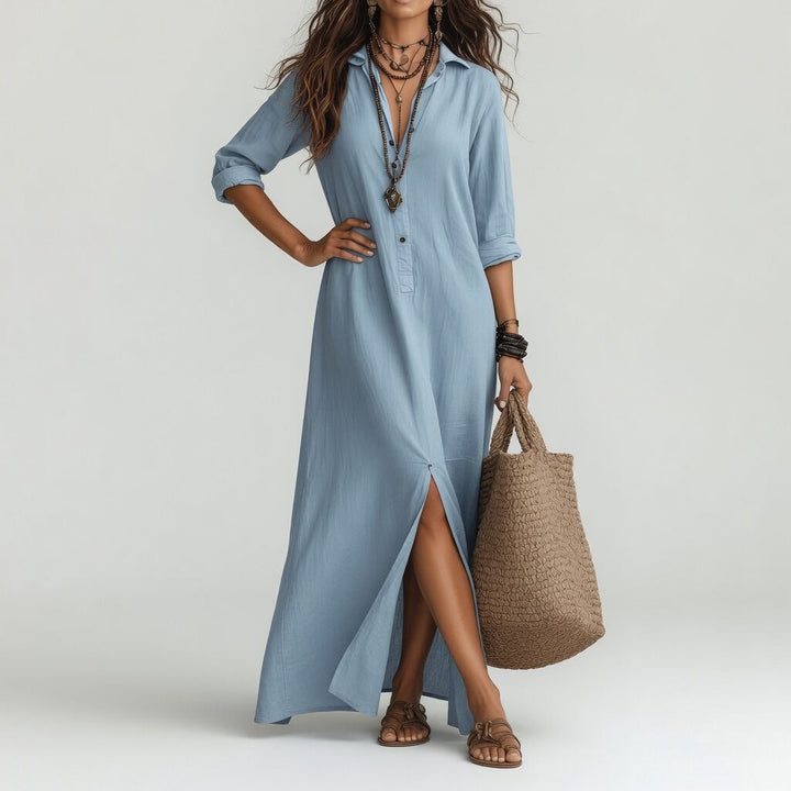 Violaine™ - Elegant Long Bohemian Shirt Dress