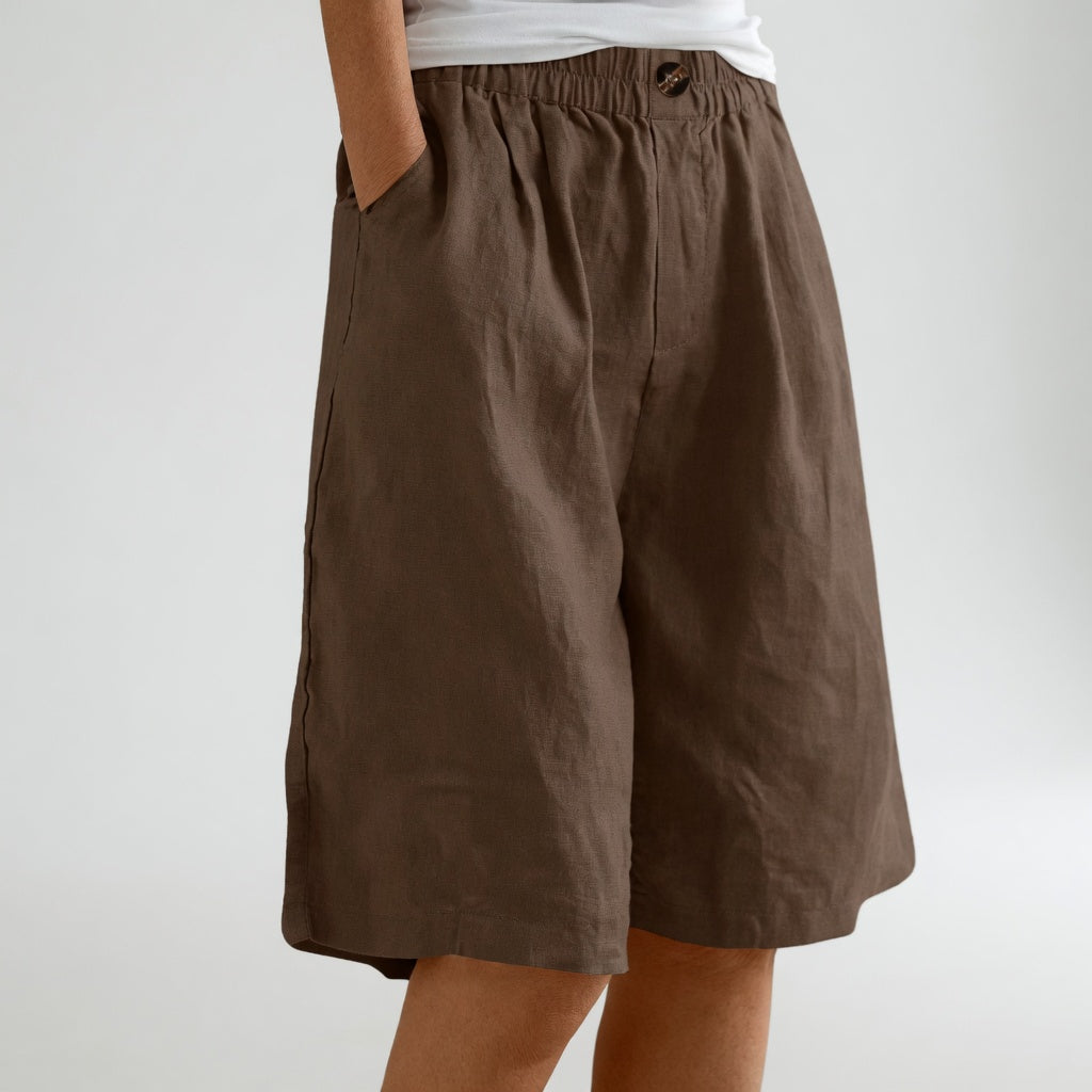 Wandeline™ — Relaxed Fit Natural Elastic Waist Wide Shorts for Summer Comfort