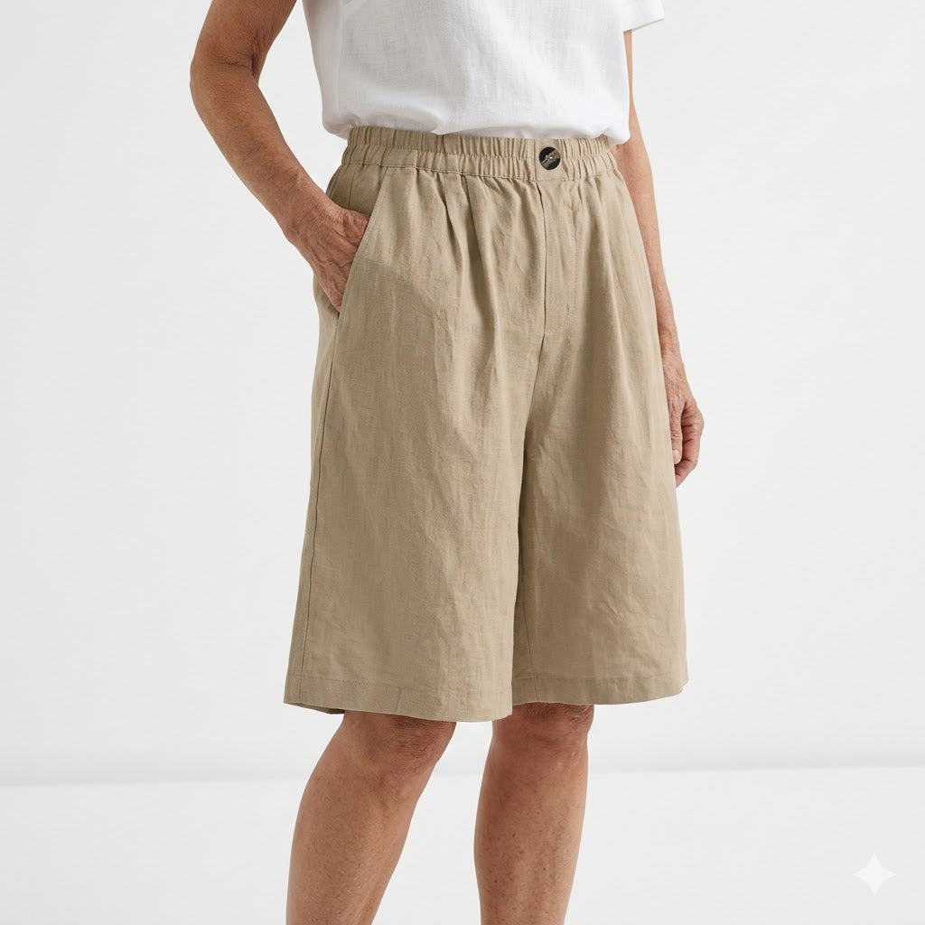 Wandeline™ — Relaxed Fit Natural Elastic Waist Wide Shorts for Summer Comfort