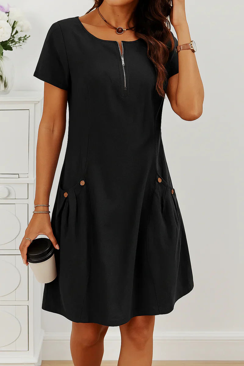 MARIELLA | Elegant Summer Dress with Stylish Zipper, Functional Pockets, and Everyday Comfort
