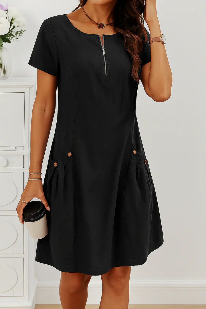 MARIELLA | Elegant Summer Dress with Stylish Zipper, Functional Pockets, and Everyday Comfort