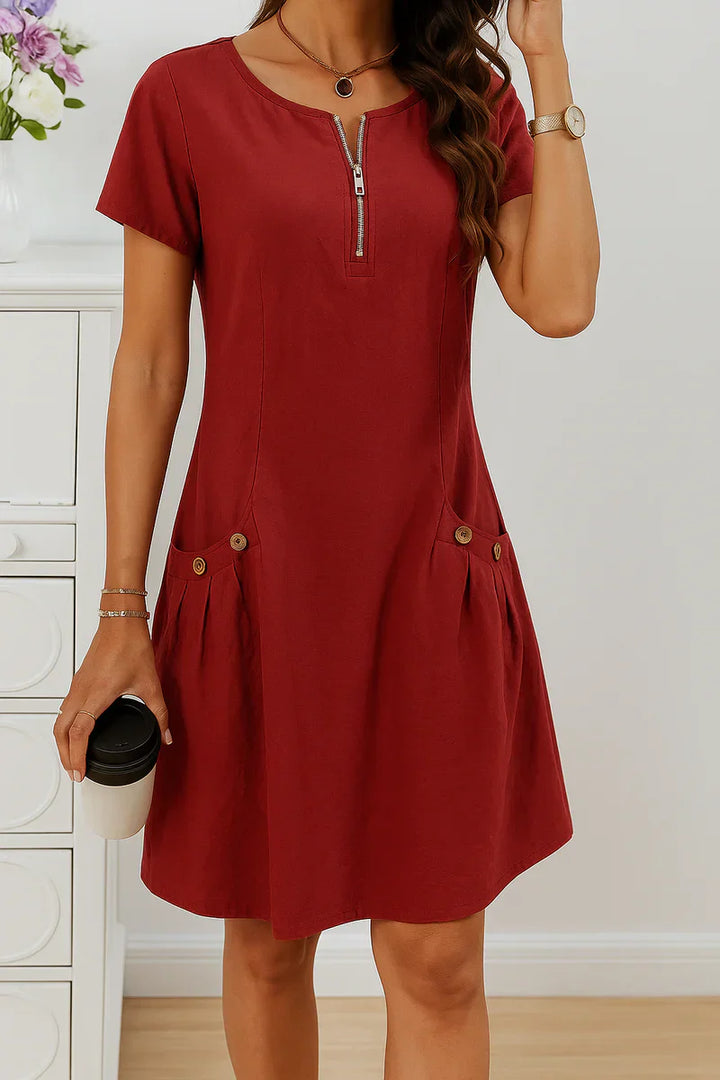 MARIELLA | Elegant Summer Dress with Stylish Zipper, Functional Pockets, and Everyday Comfort
