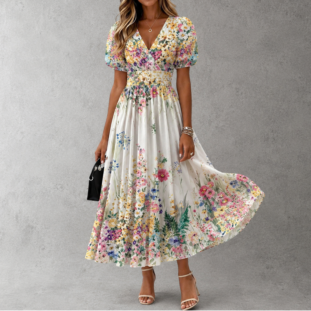 Vivian™ | Short Sleeve Floral Maxi Dress