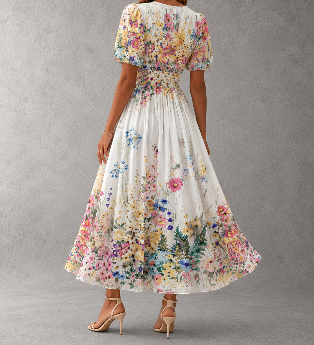 Vivian™ | Short Sleeve Floral Maxi Dress
