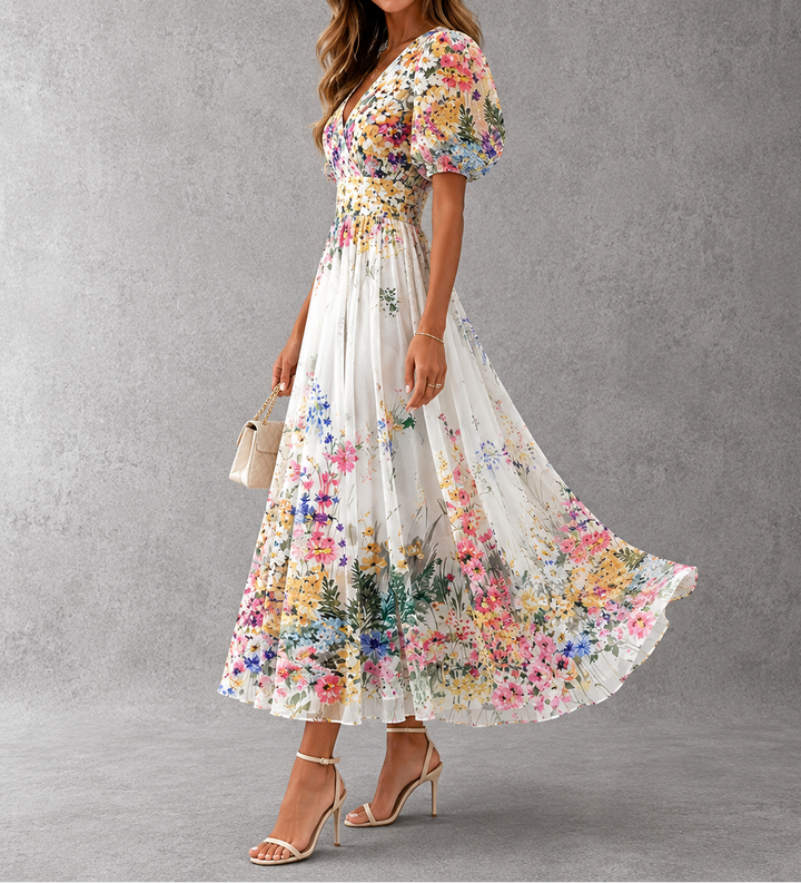Vivian™ | Short Sleeve Floral Maxi Dress