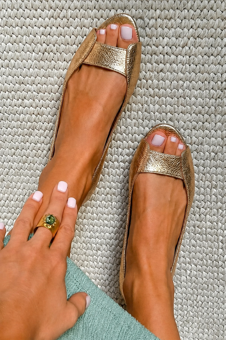Adelina | Elegant Comfort Golden Sandals