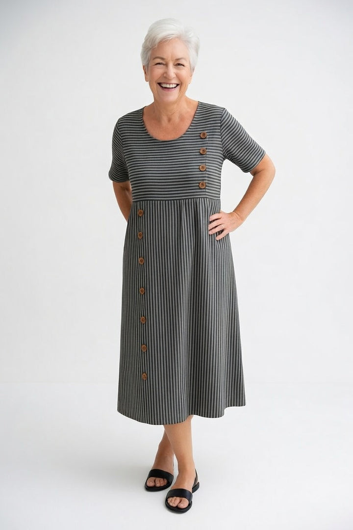 Linéora™ — Breezy Striped Dress with a Touch of Summer Elegance