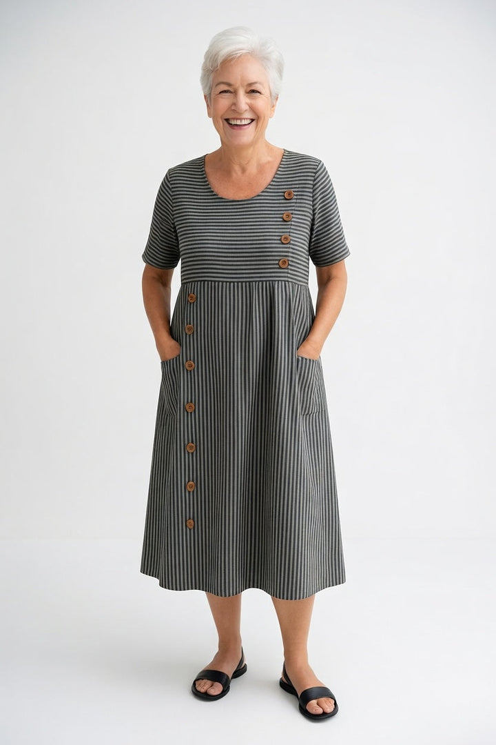 Linéora™ — Breezy Striped Dress with a Touch of Summer Elegance