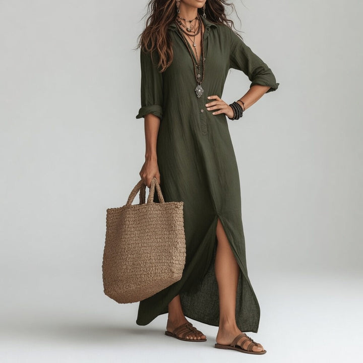 Violaine™ - Elegant Long Bohemian Shirt Dress