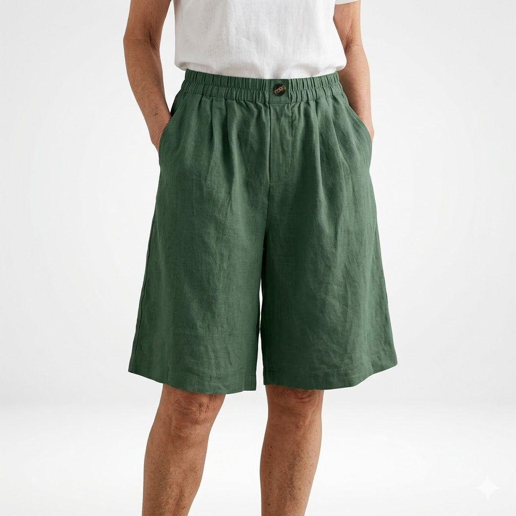 Wandeline™ — Relaxed Fit Natural Elastic Waist Wide Shorts for Summer Comfort