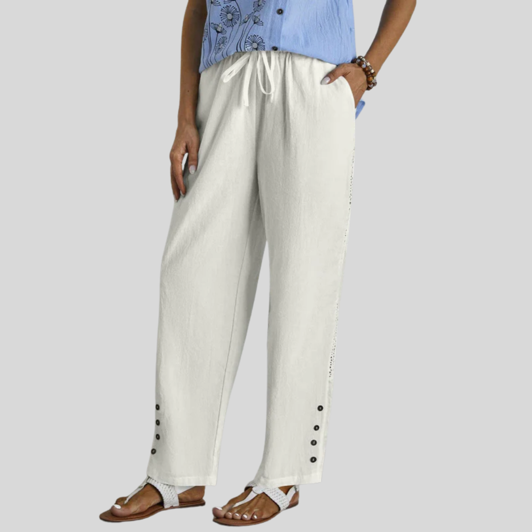 Shania - Button-Detail Relaxed Fit Pants