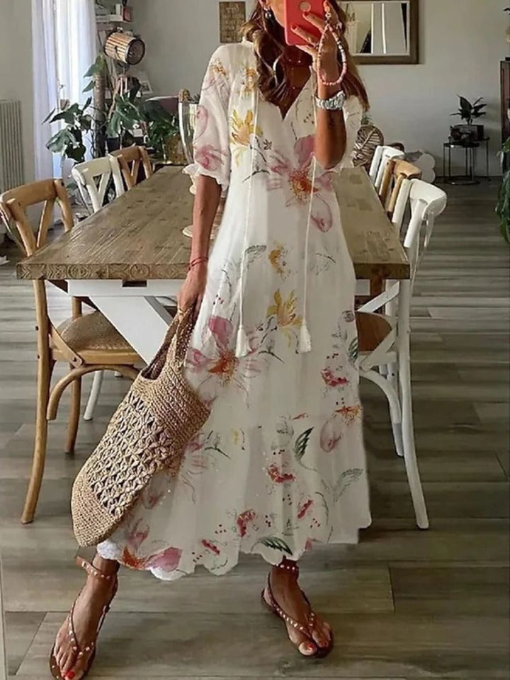 Élodie™ — Chic Floral Velvet Maxi Dress