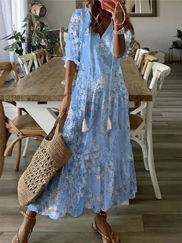 Élodie™ — Chic Floral Velvet Maxi Dress