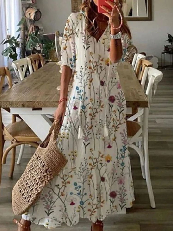 Élodie™ — Chic Floral Velvet Maxi Dress