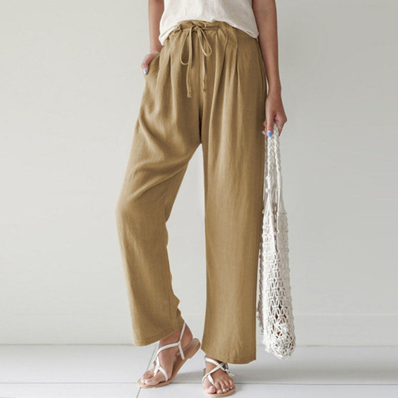 Vara - Comfortable Drawstring Relaxed Fit Pants