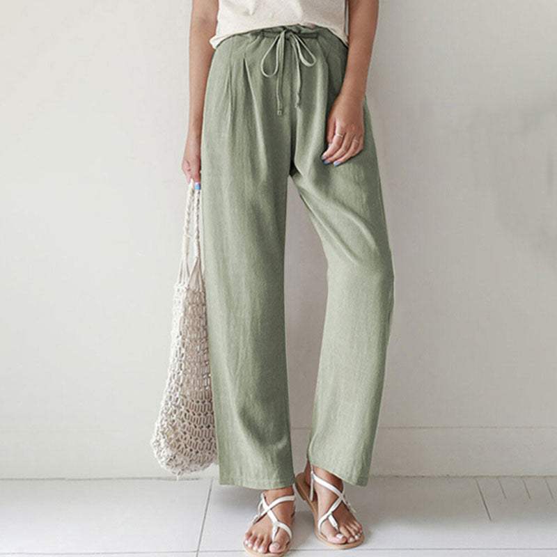 Vara - Comfortable Drawstring Relaxed Fit Pants