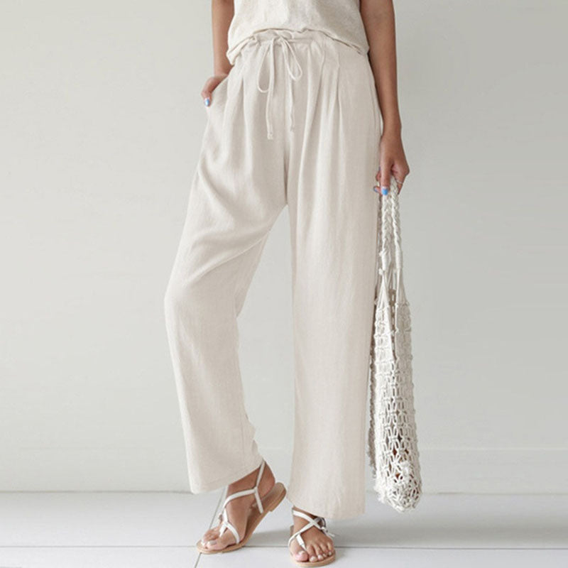 Vara - Comfortable Drawstring Relaxed Fit Pants