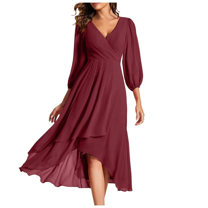 VITTORIA | Chic Asymmetrical Hem Dress with Flowing Sleeves - Perfect for Any Occasion