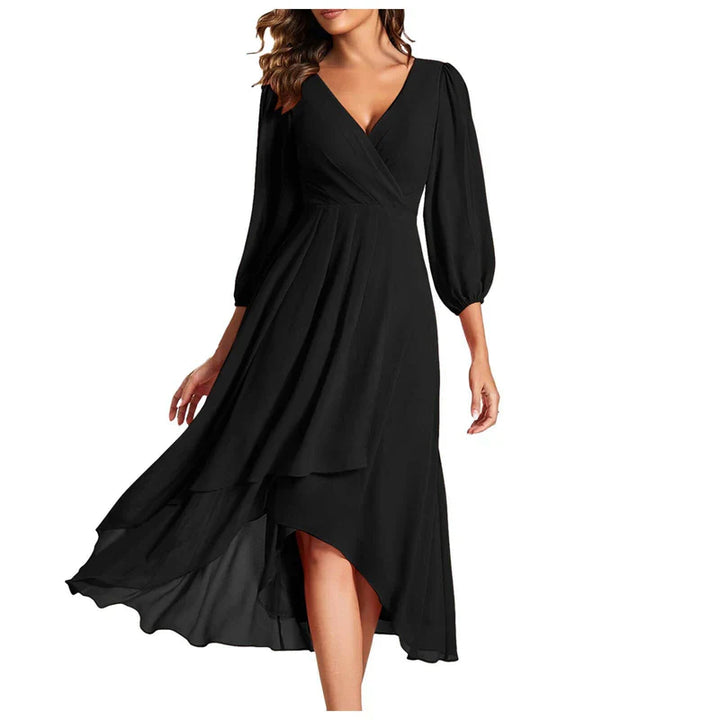 VITTORIA | Chic Asymmetrical Hem Dress with Flowing Sleeves - Perfect for Any Occasion